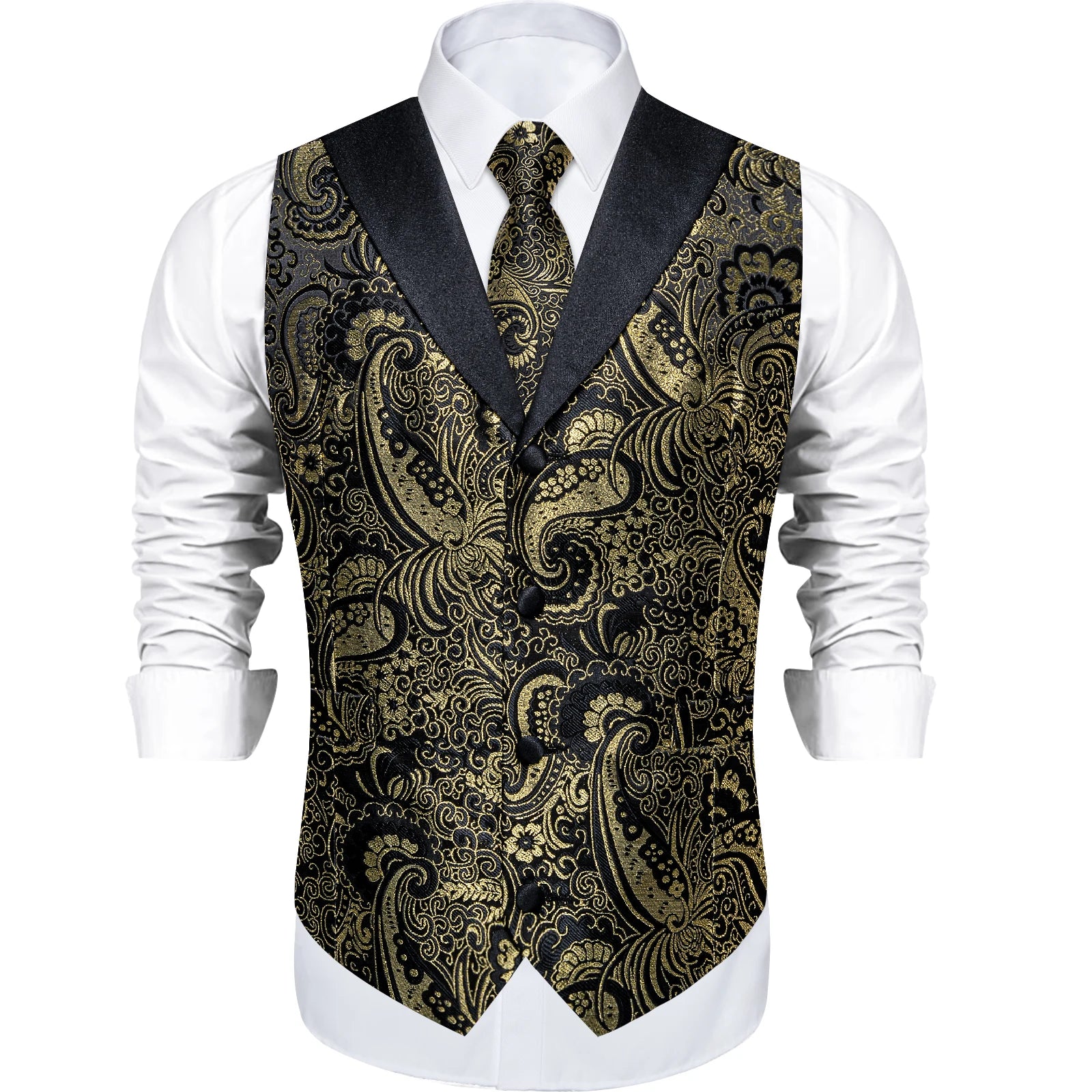 Men's Suit Vest Set (Necktie Handkerchief Cufflinks Waistcoat)