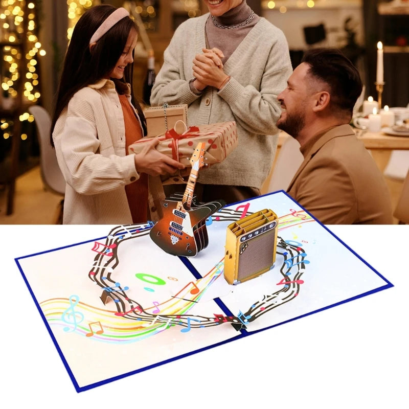 3D Electric Guitar & Amplifier Popup Card