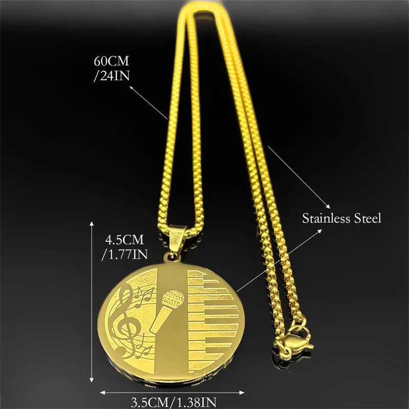 Lover Singing Microphone & Piano Pendant Necklace