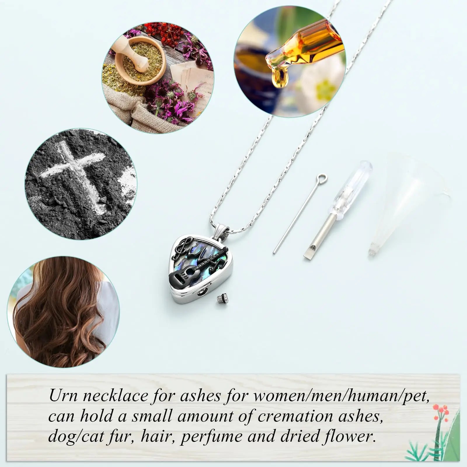 3D Guitar Pick Cremation Necklace