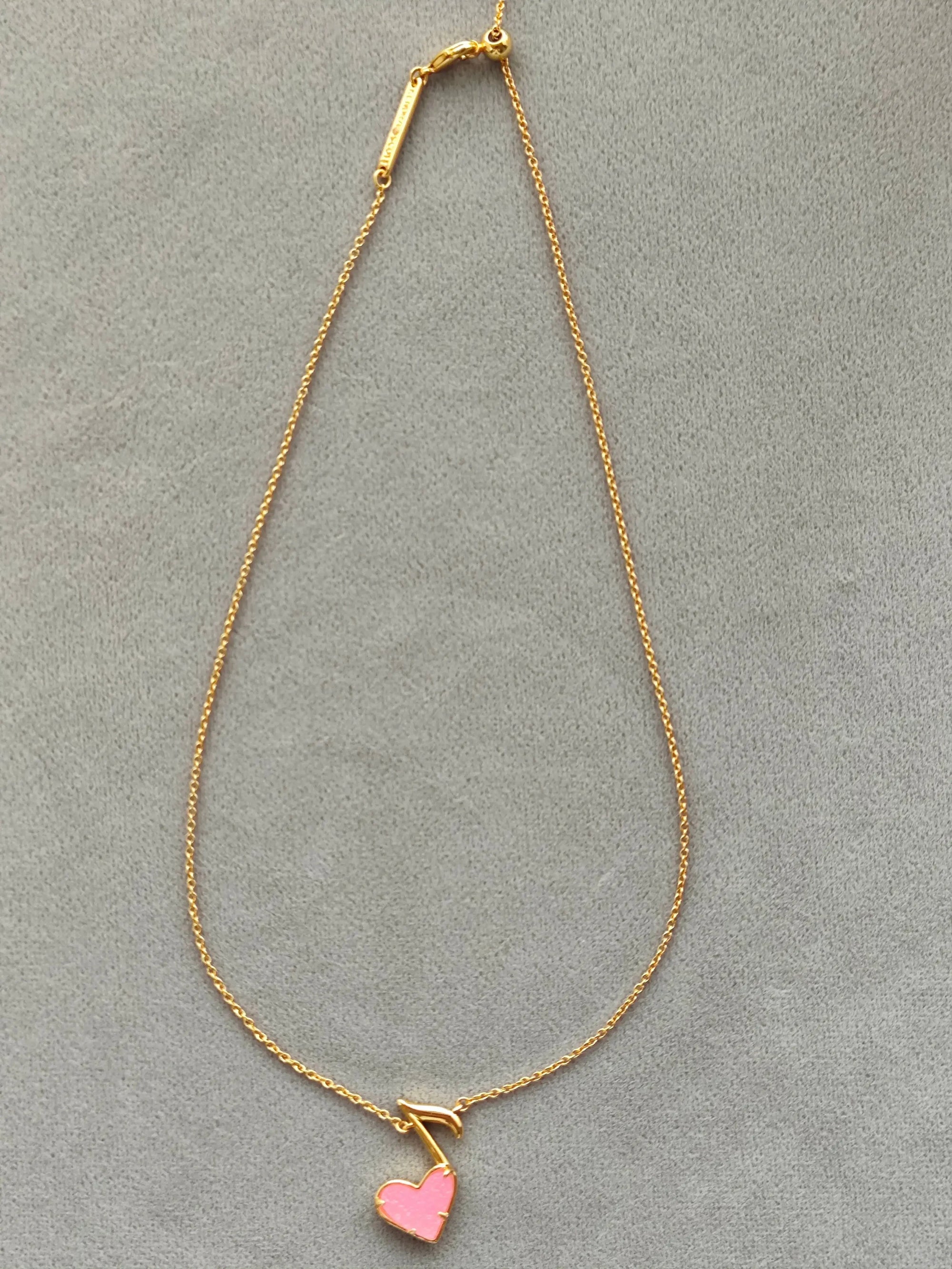 Pink Heart Music Short Necklace