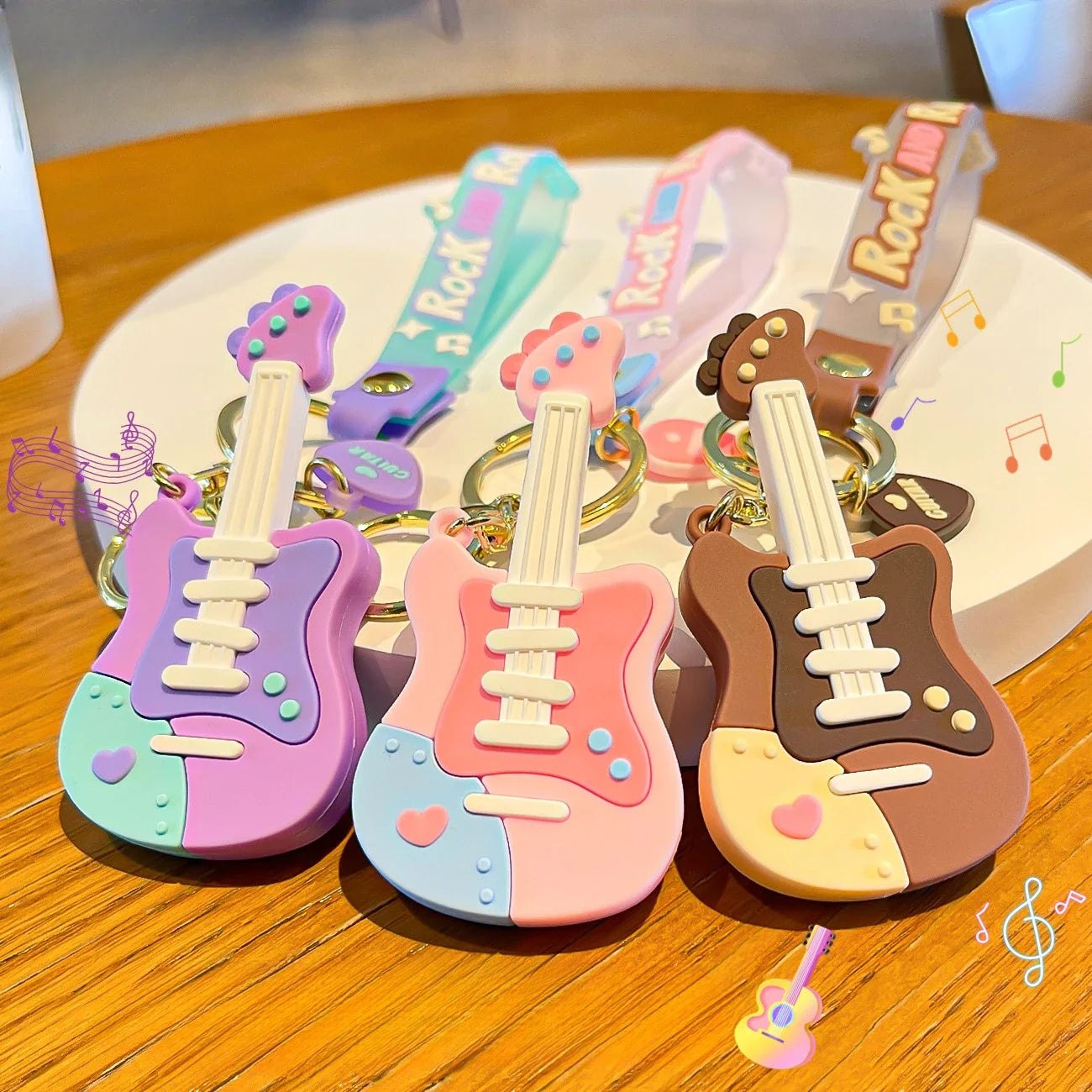 Cute Guitar Shaped Keychain