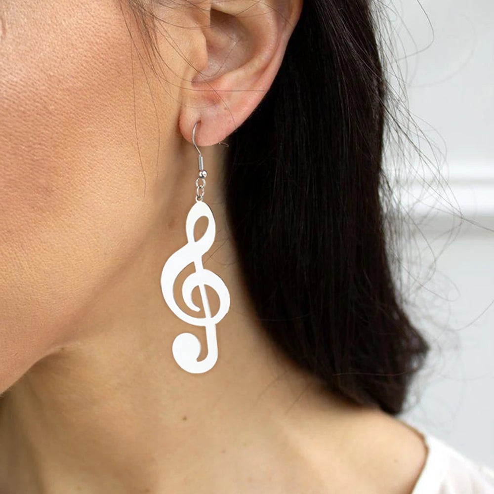 Huge Treble Clef Music Earrings