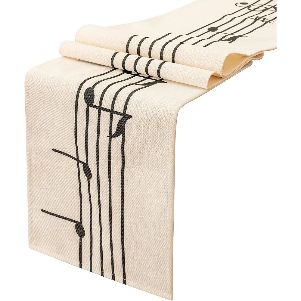 Musical Note Beige Table Runner