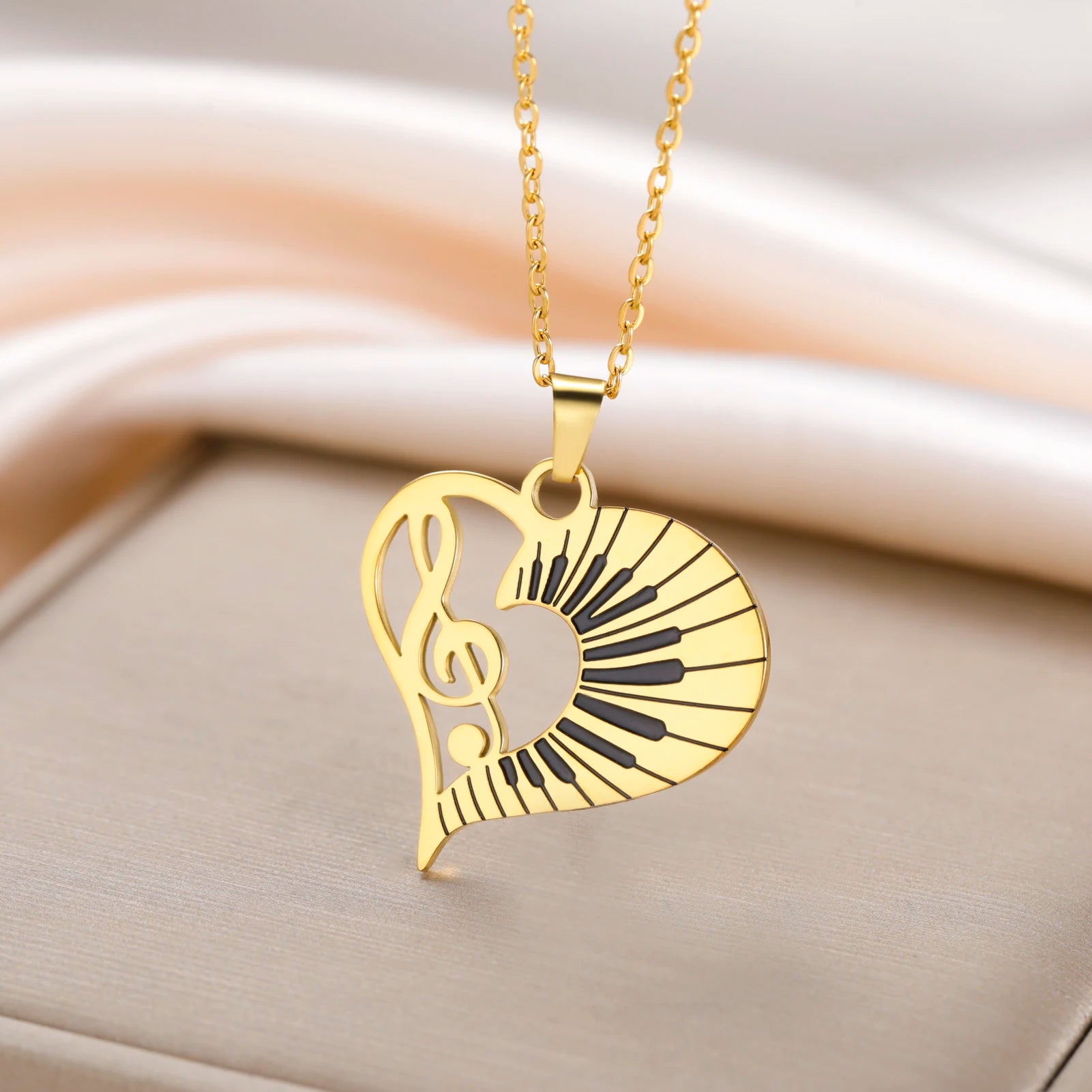Love Music Piano Keys Necklace