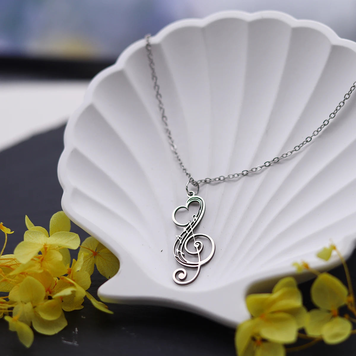 Elegant Music Note Heart Necklace