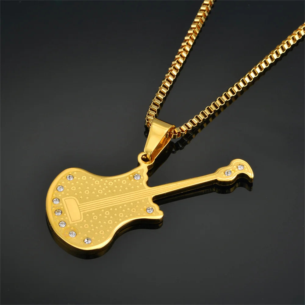 Bling Guitar V.S. Rock Guitar Pendant Necklace