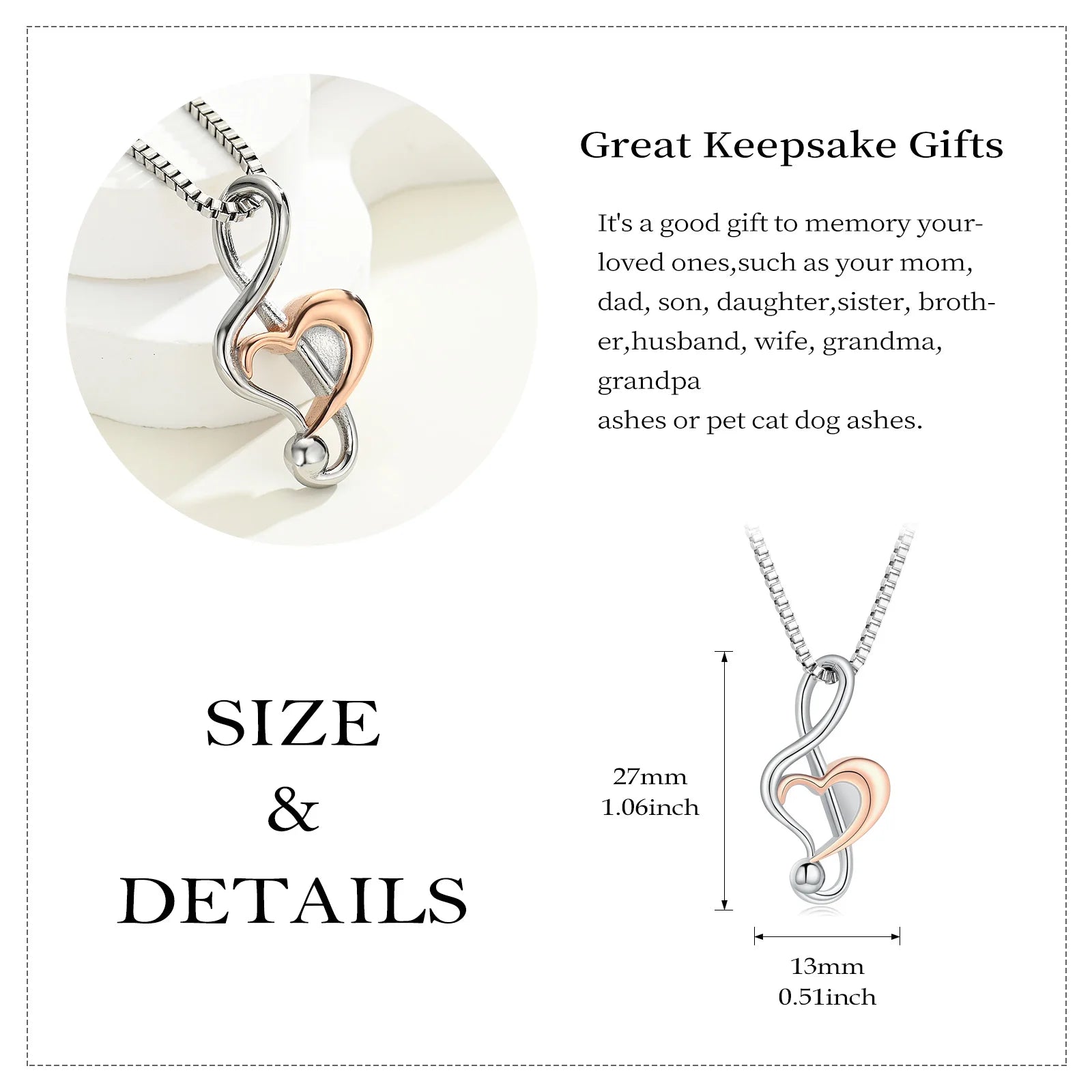 Music Notes Heart Necklace