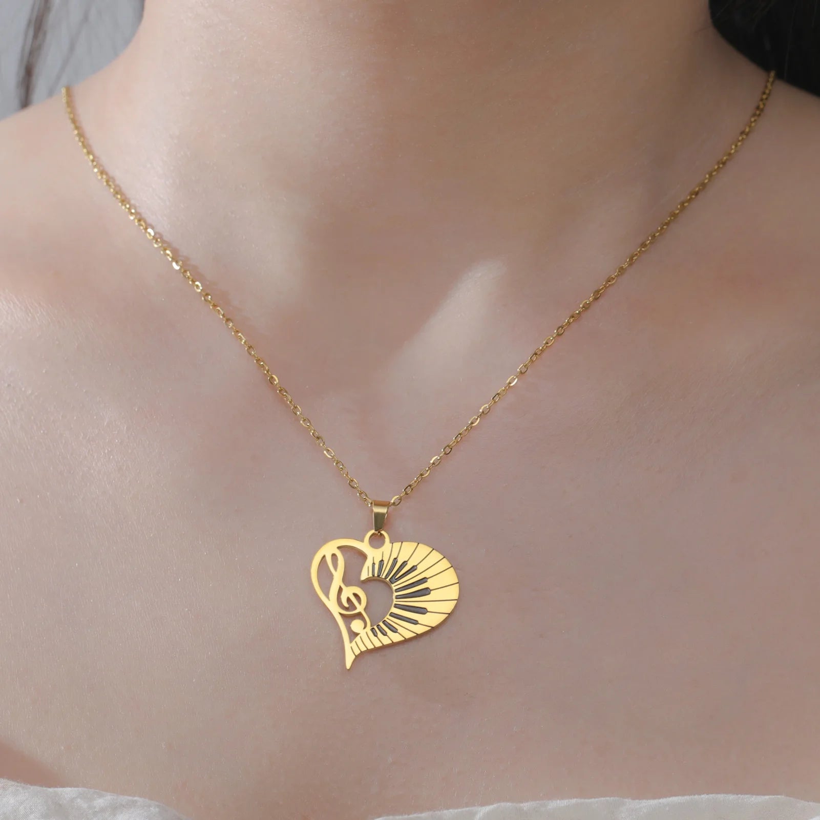 Love Music Piano Keys Necklace
