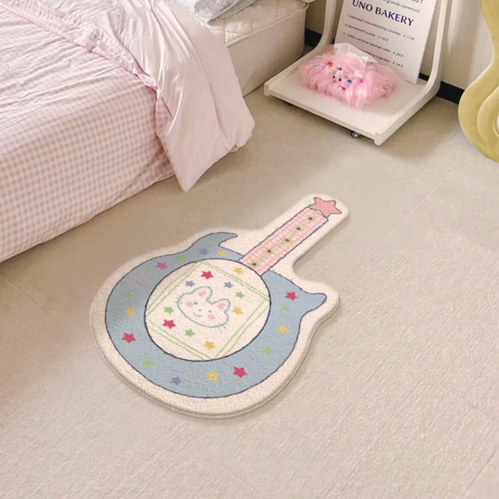 Pink/Blue Cute Guitar Shaped Carpet