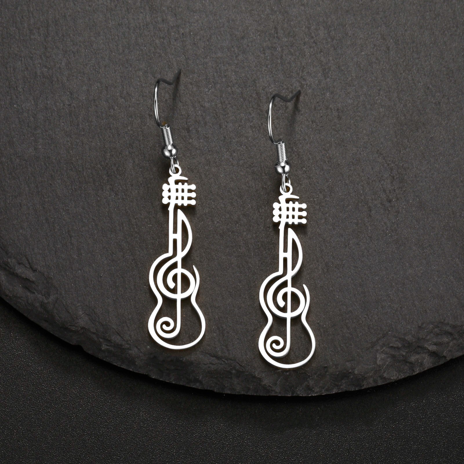 Violin/Guitar & Music Notes Dangle Earrings