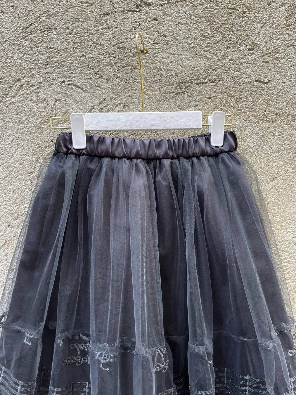 Music Notes Embroidery Mesh Skirt