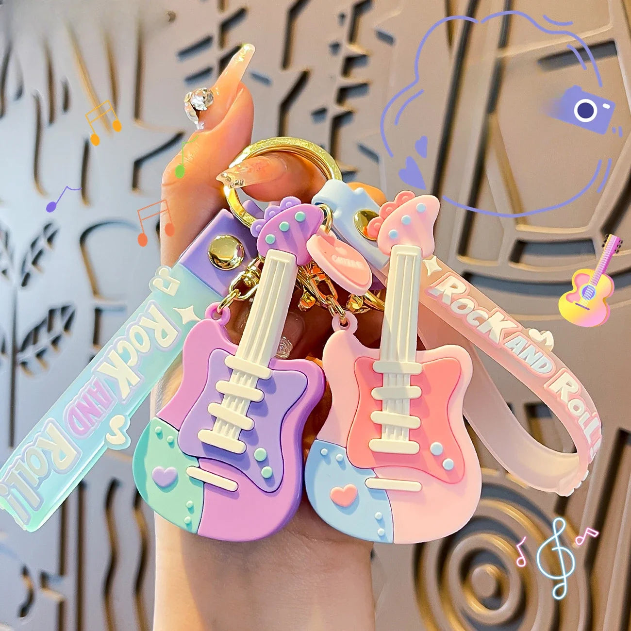 Cute Guitar Shaped Keychain