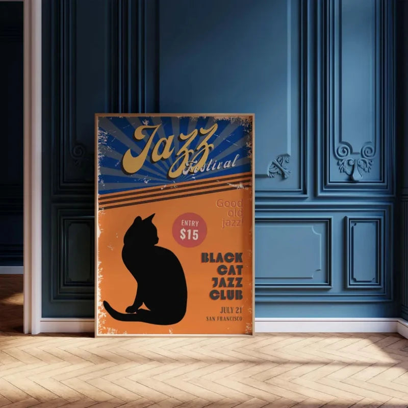 Music Black Cat Canvas Art