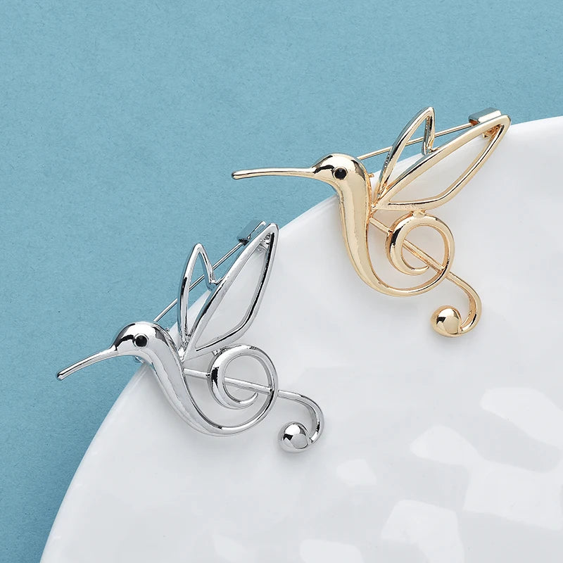 Music Bird Treble Clef Brooch Pin