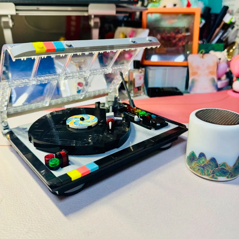 Retro Vinyl Record Player Building Blocks Toy