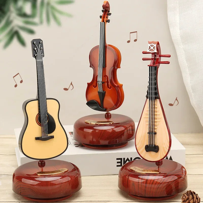 Rotating Guitar Violin Pipa Music Box
