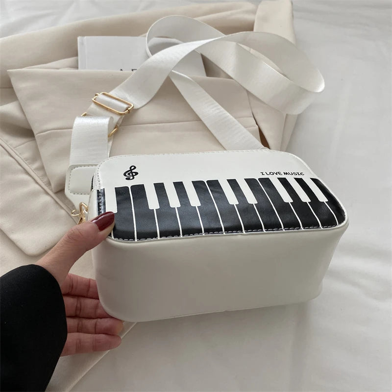 LOVE MUSIC Piano Pattern Shoulder Bag