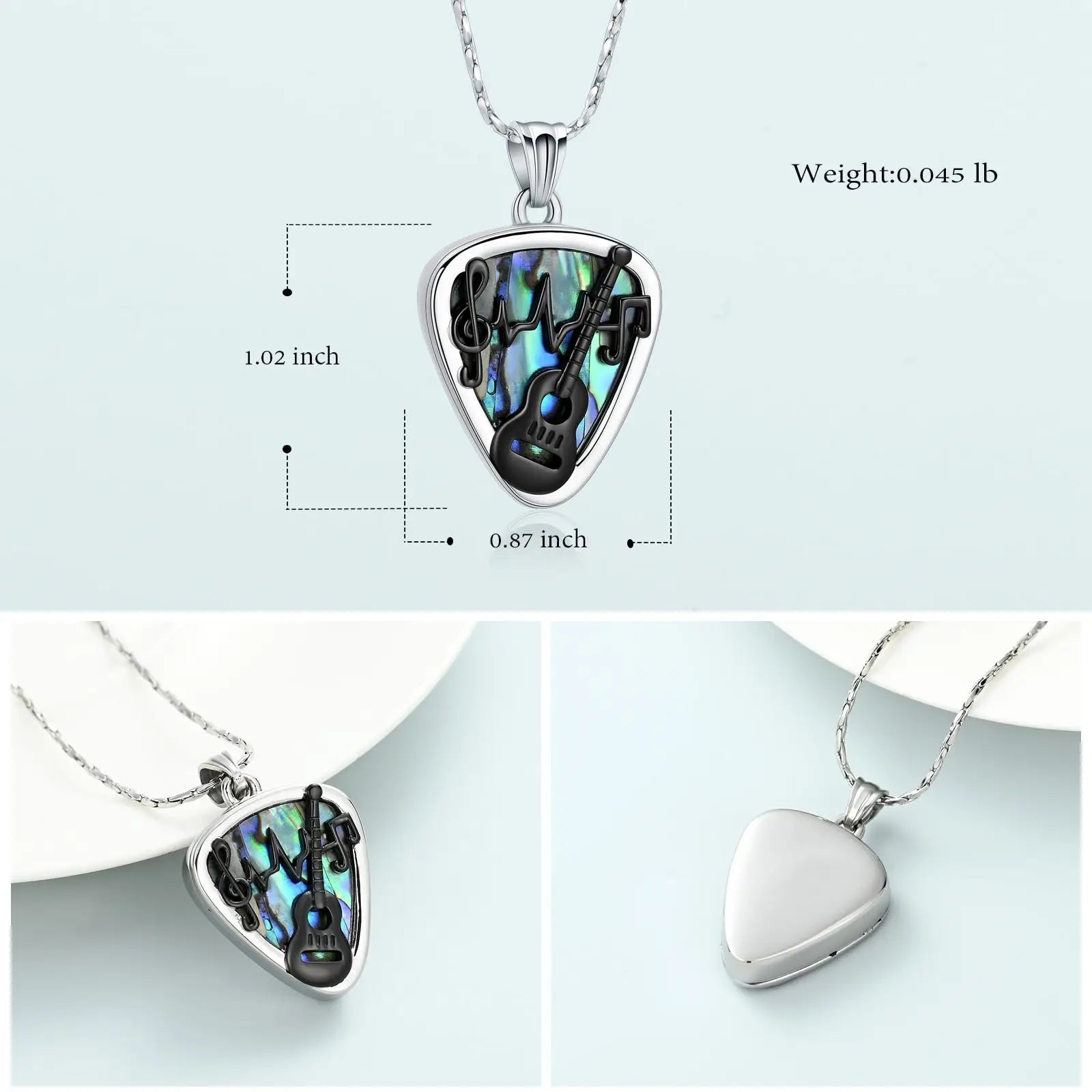 3D Guitar Pick Cremation Necklace