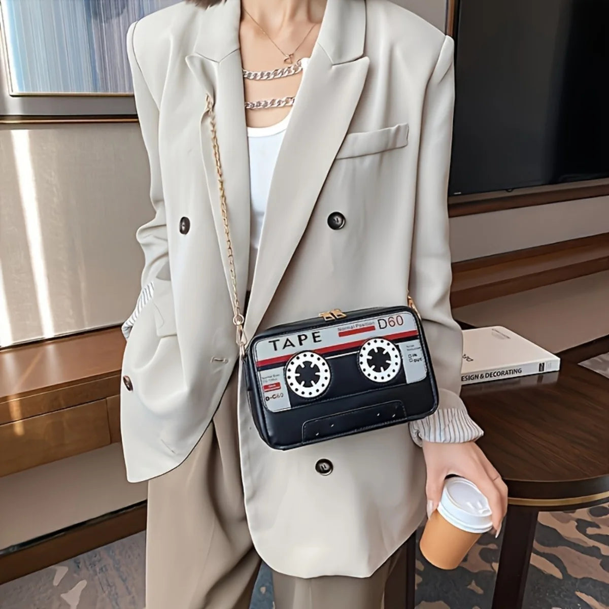 Funny Cassette Tape Crossbody Bag
