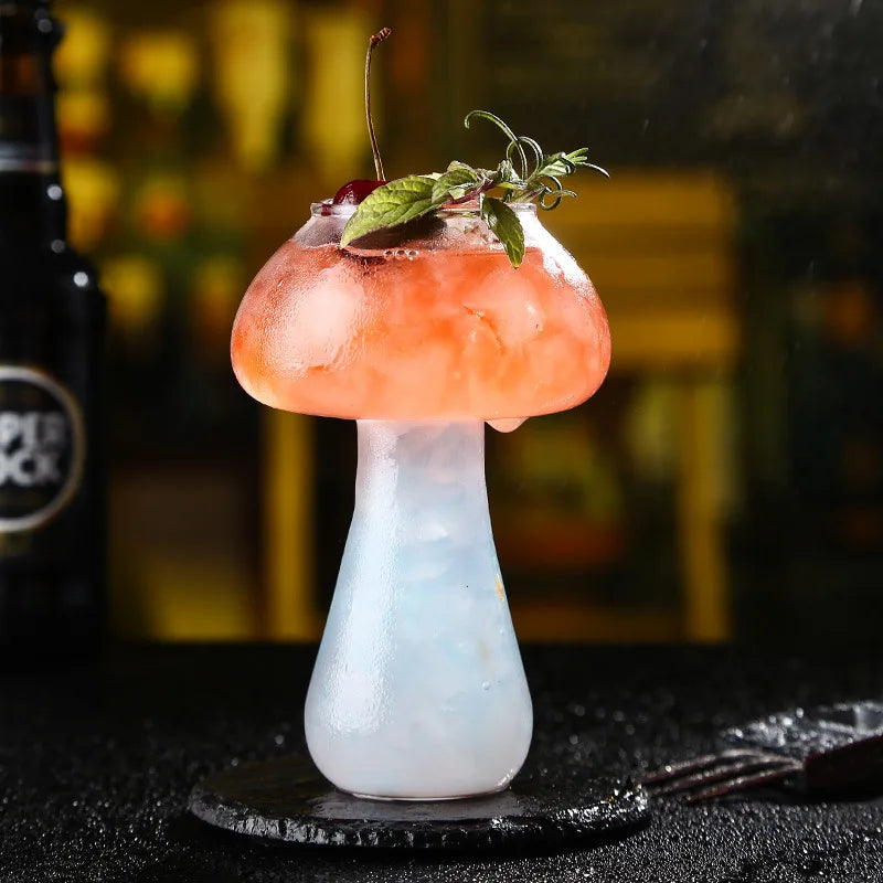 Mushroom Cocktail Glass Cup with Straw