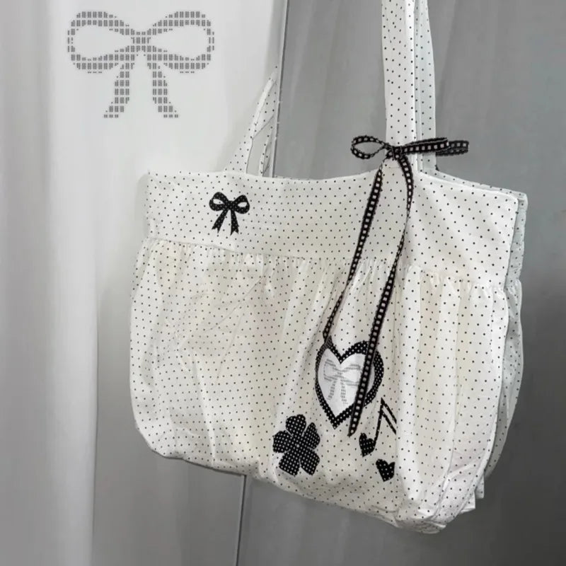 Dot Pattern Music White Tote Bag