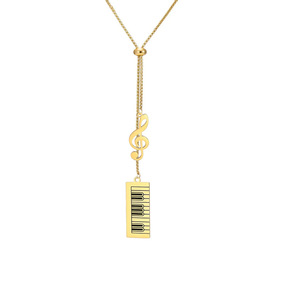 Double Charms Piano & Treble Clef Necklace