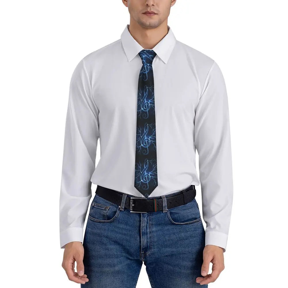 Blue Lightning Music Treble Clef Tie