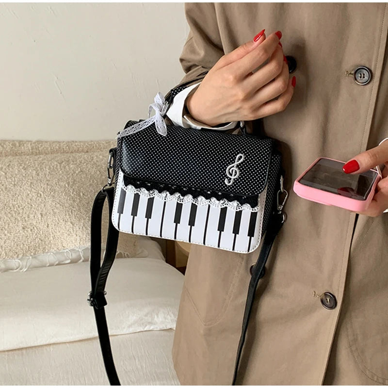 Piano Keys Dots & Lace Crossbody Bag