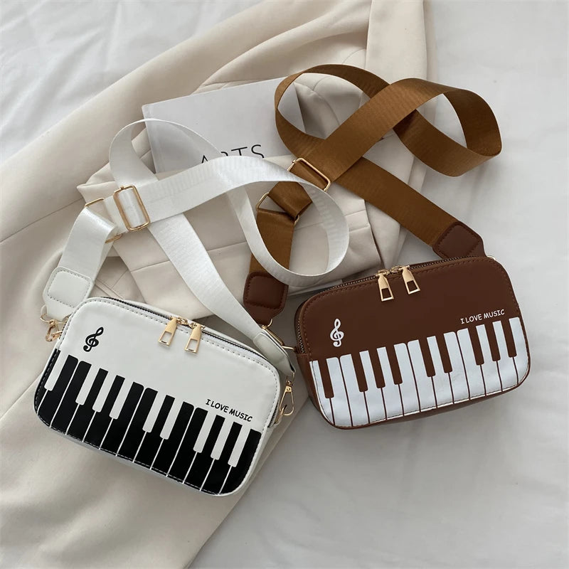 LOVE MUSIC Piano Pattern Shoulder Bag