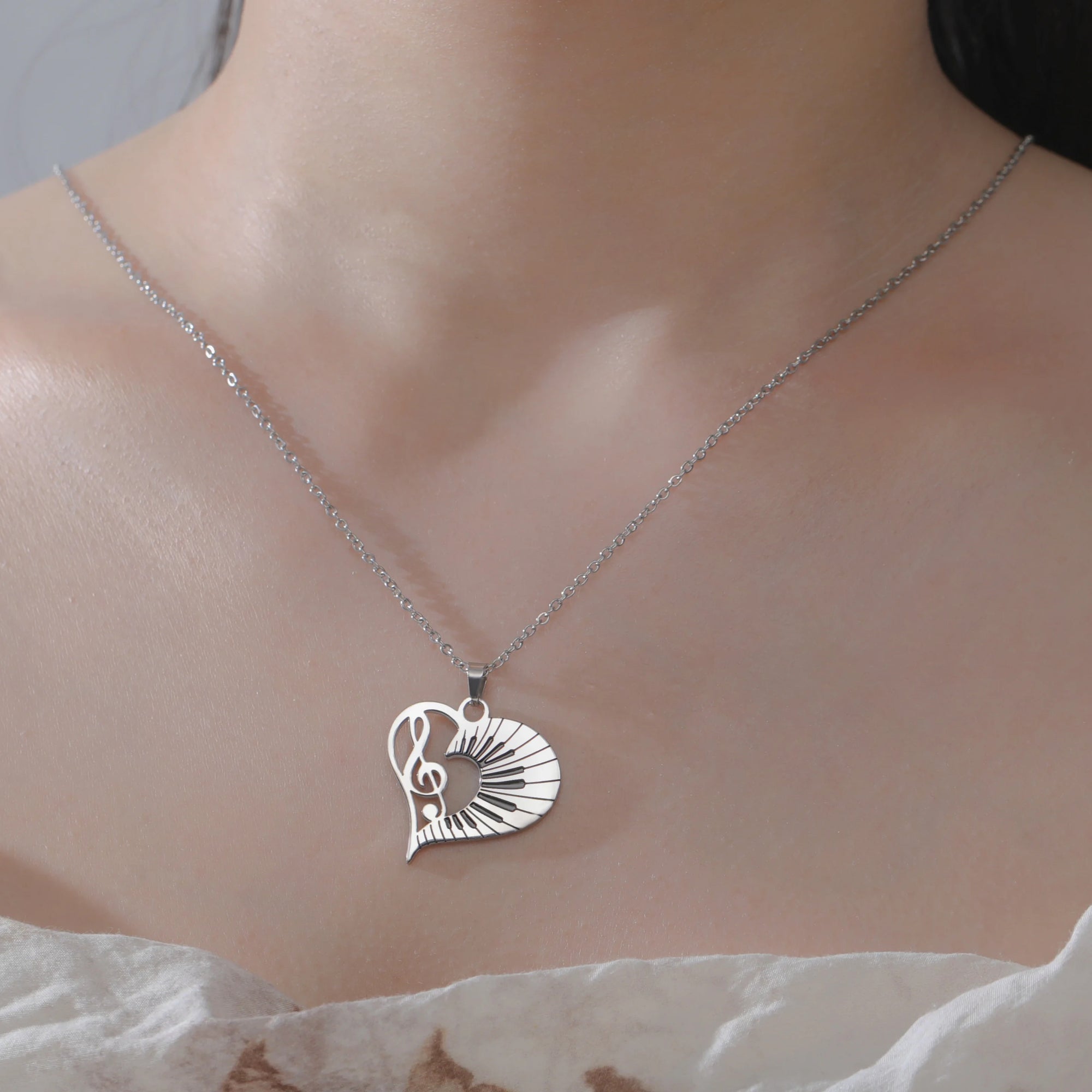 Love Music Piano Keys Necklace