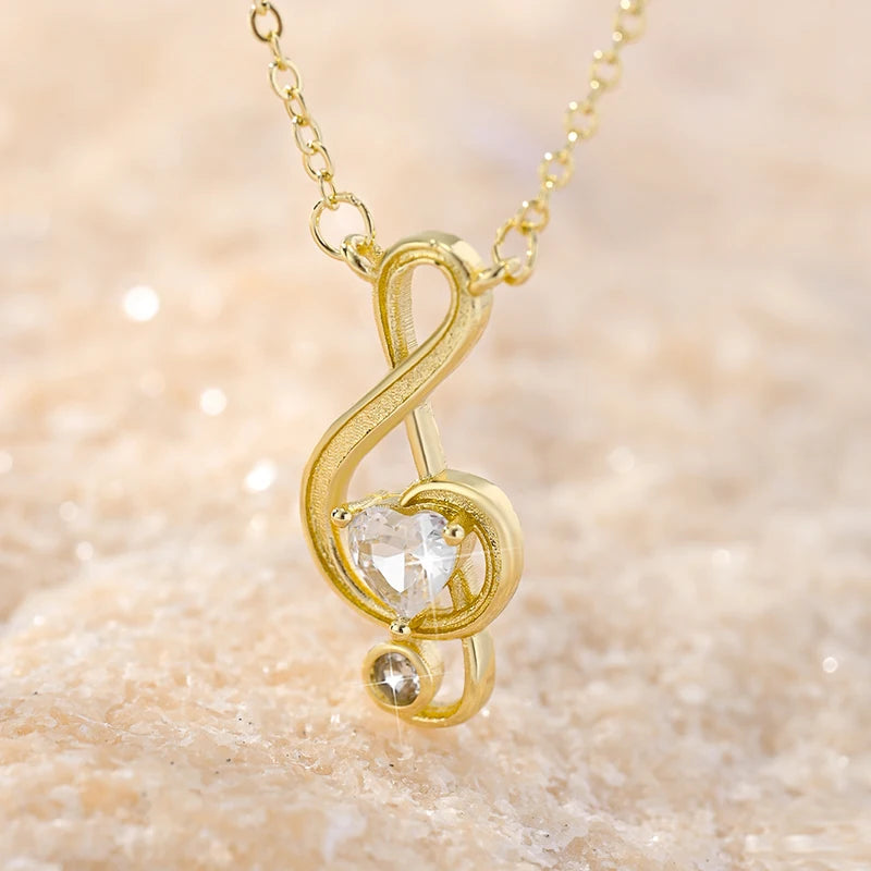 Gold Color Shinning Music Necklace
