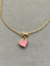 Pink Heart Music Short Necklace