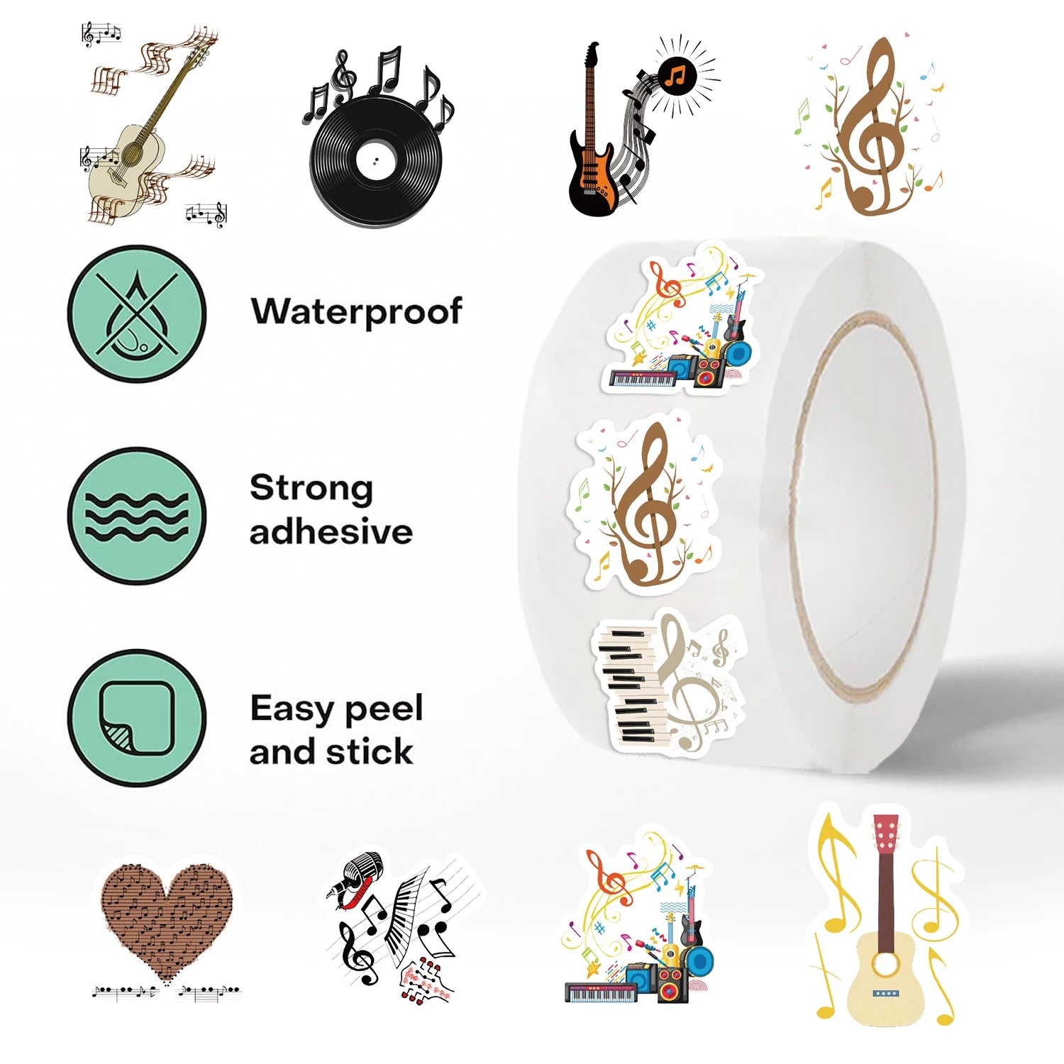 500pcs Music Vinyl Roll Stickers
