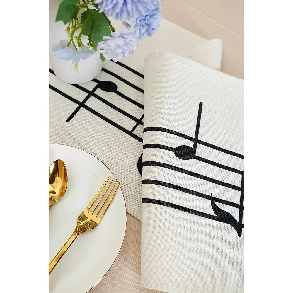 Musical Note Beige Table Runner