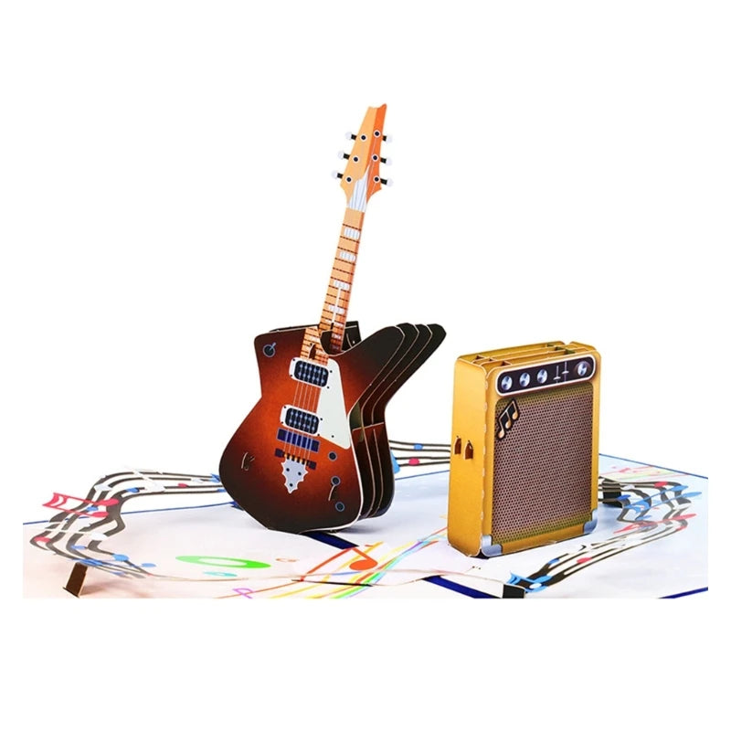 3D Electric Guitar & Amplifier Popup Card