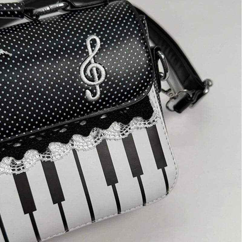 Piano Keys Dots & Lace Crossbody Bag