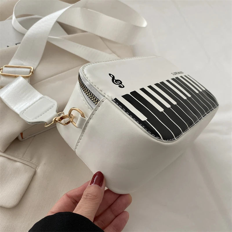 LOVE MUSIC Piano Pattern Shoulder Bag