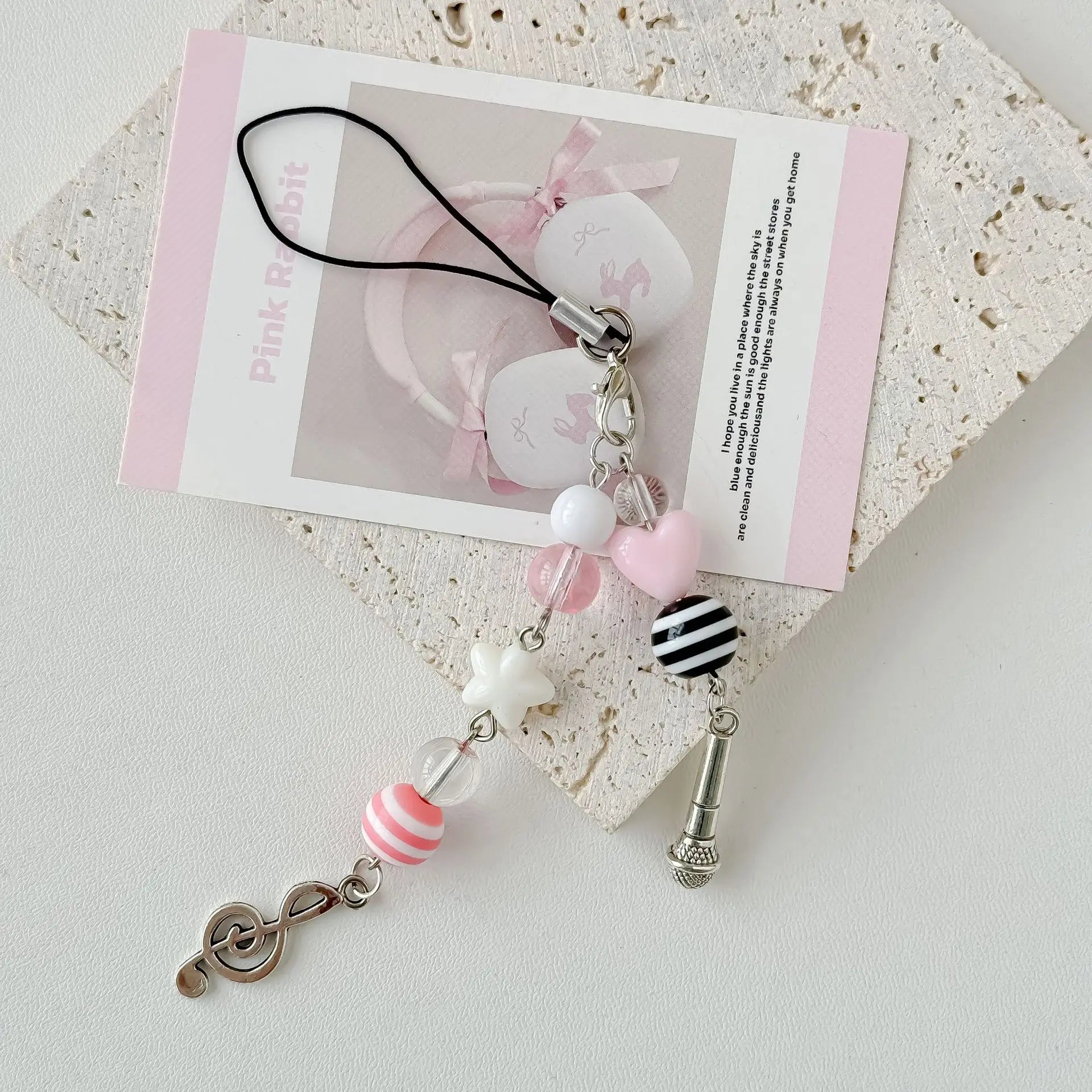 Y2K Pink Guitar Phone Charms Keychain