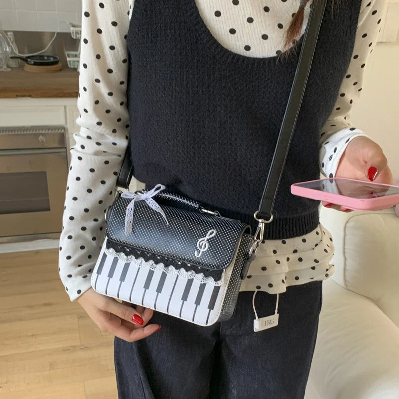 Piano Keys Dots & Lace Crossbody Bag