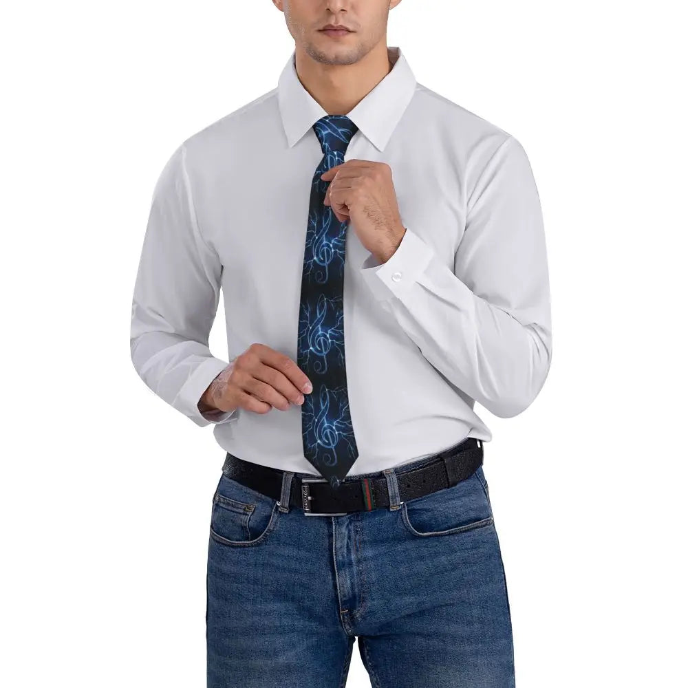 Blue Lightning Music Treble Clef Tie