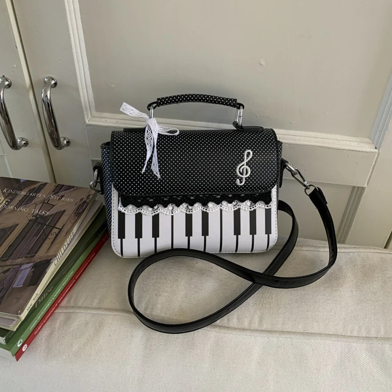 Piano Keys Dots & Lace Crossbody Bag