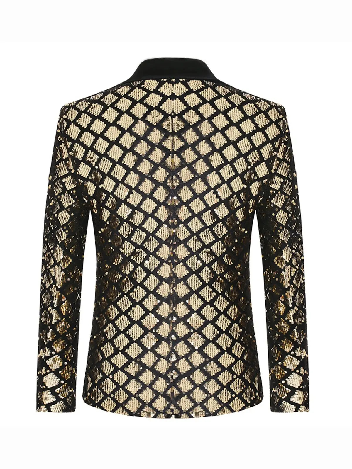 Luxurious Sequin Plaid Men's Suit Blazer