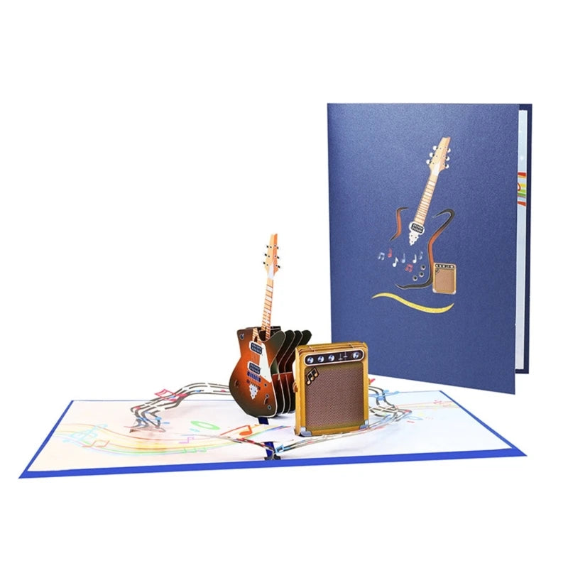 3D Electric Guitar & Amplifier Popup Card