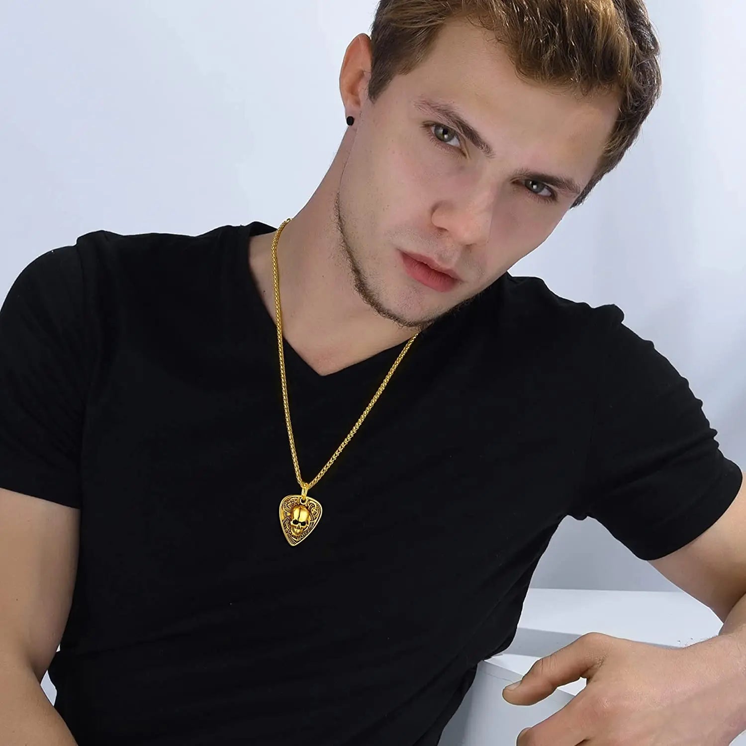 Gothic Skull Guitar Pick Necklace