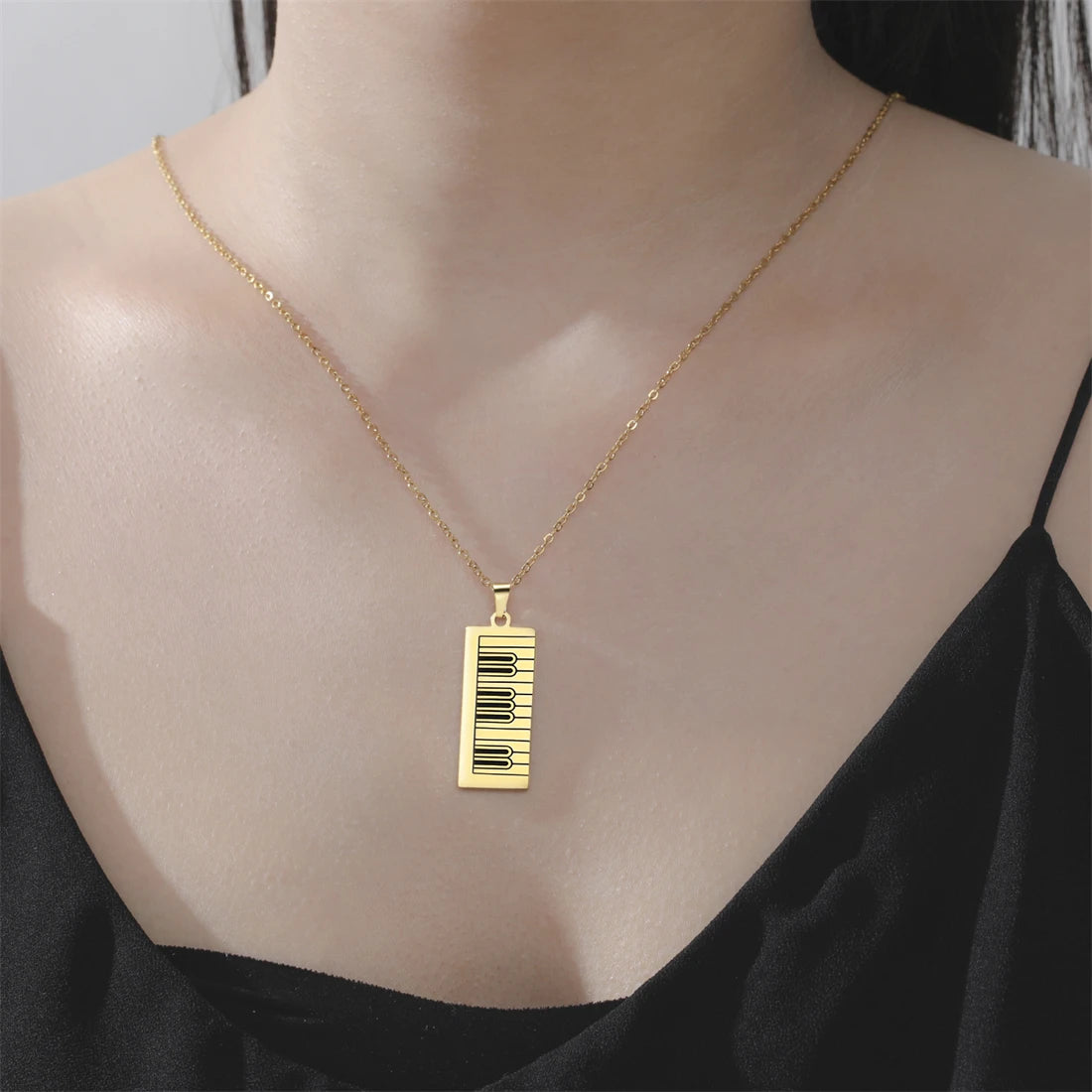 Long Piano Keyboard Necklace