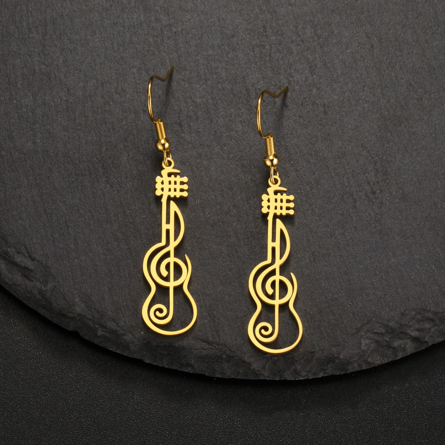 Violin/Guitar & Music Notes Dangle Earrings