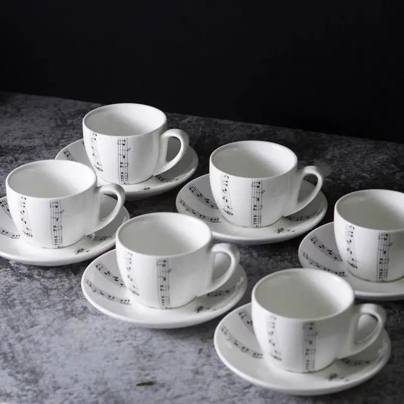 Music Notes Ceramic Mug With Plate Set & Tea Pot