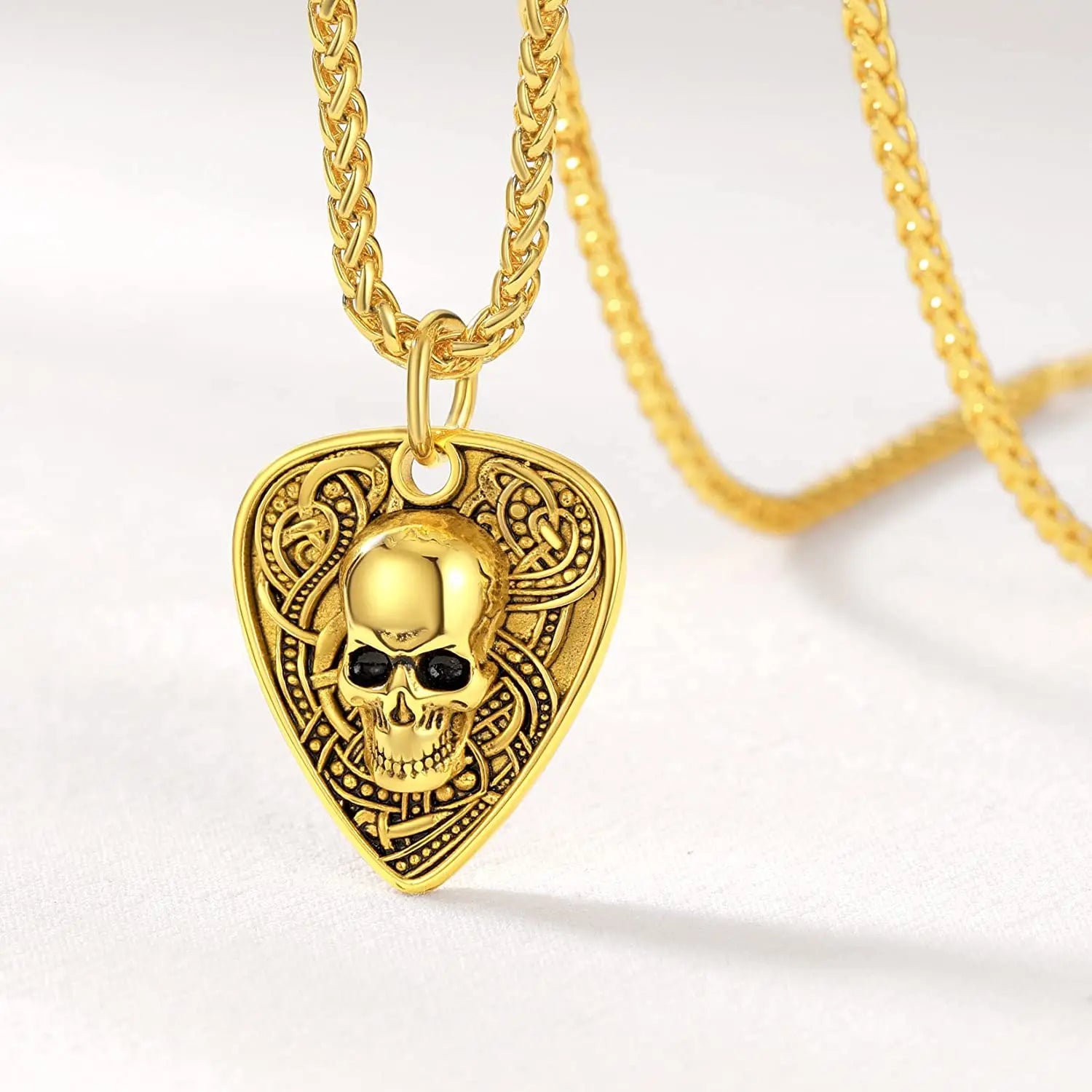 Gothic Skull Guitar Pick Necklace