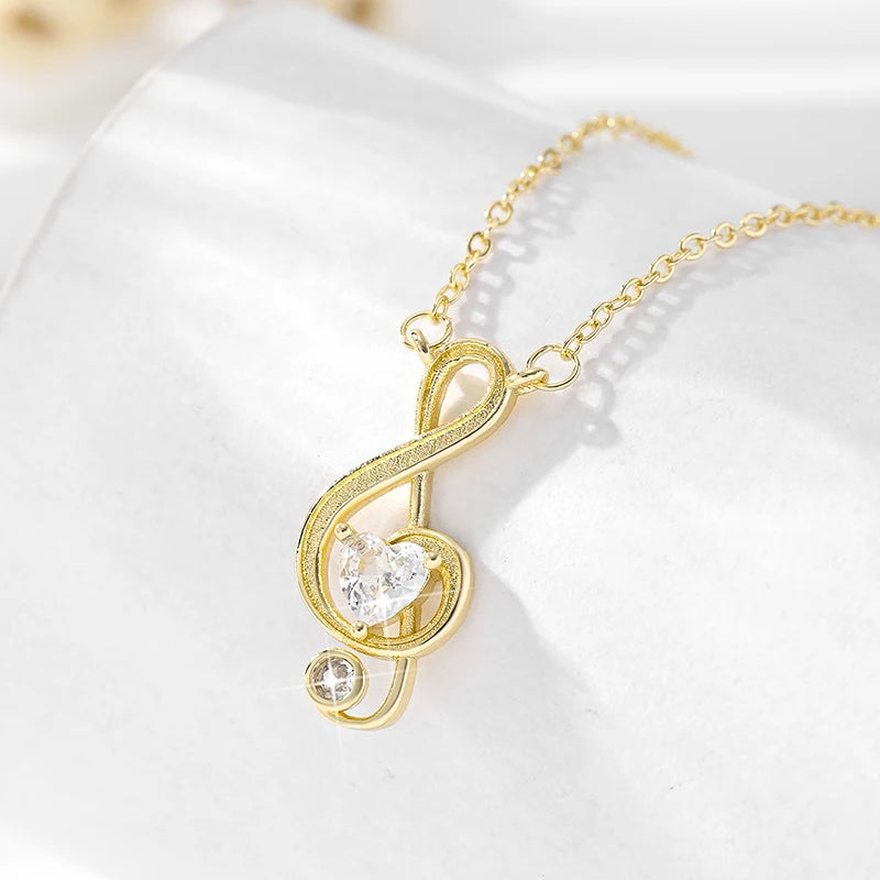 Gold Color Shinning Music Necklace